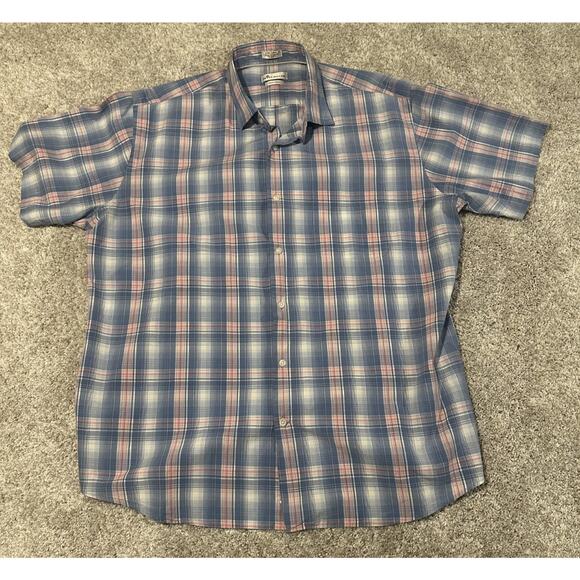 Peter Millar Men’s XL Short Sleeve Plaid Shirt Seaside Cotton Silk Blend - Picture 1 of 5